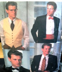 6098 BUTTERICK MR REG-LONG TIES, CUMMERBUND, BOW TIE, VEST PATTERN uncut